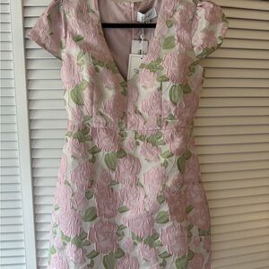 Floral Pink and Green Dress